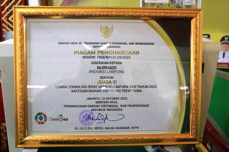 Read more about the article Pemprov Lampung Terima Tiga Penghargaan pada TTG Nusantara XXIII Tahun 2022