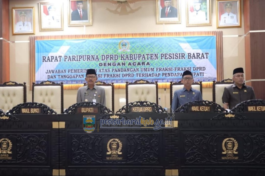 Read more about the article PEMKAB PESIBAR HADIRI RAPAT PARIPURNA DPRD DENGAN AGENDA JAWABAN PEMERINTAH ATAS PANDANGAN UMUM FRAKSI-FRAKSI DPRD