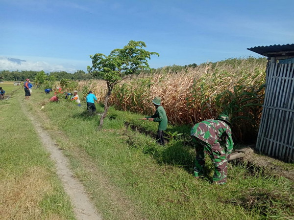Read more about the article Bersihkan Saluran Irigasi, Babinsa dan Warga Desa Sukorejo Lakukan Gotong-royong