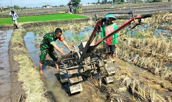 You are currently viewing Babinsa Kodim Ponorogo Bantu Petani Olah Lahan