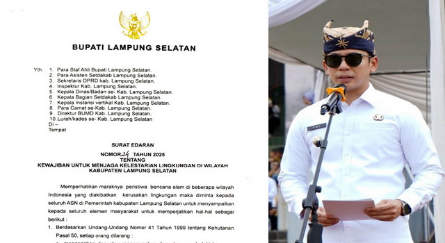 Read more about the article Bupati Lamsel Terbitkan Surat Edaran Tentang  Kewajiban Menjaga Lingkungan Hidup