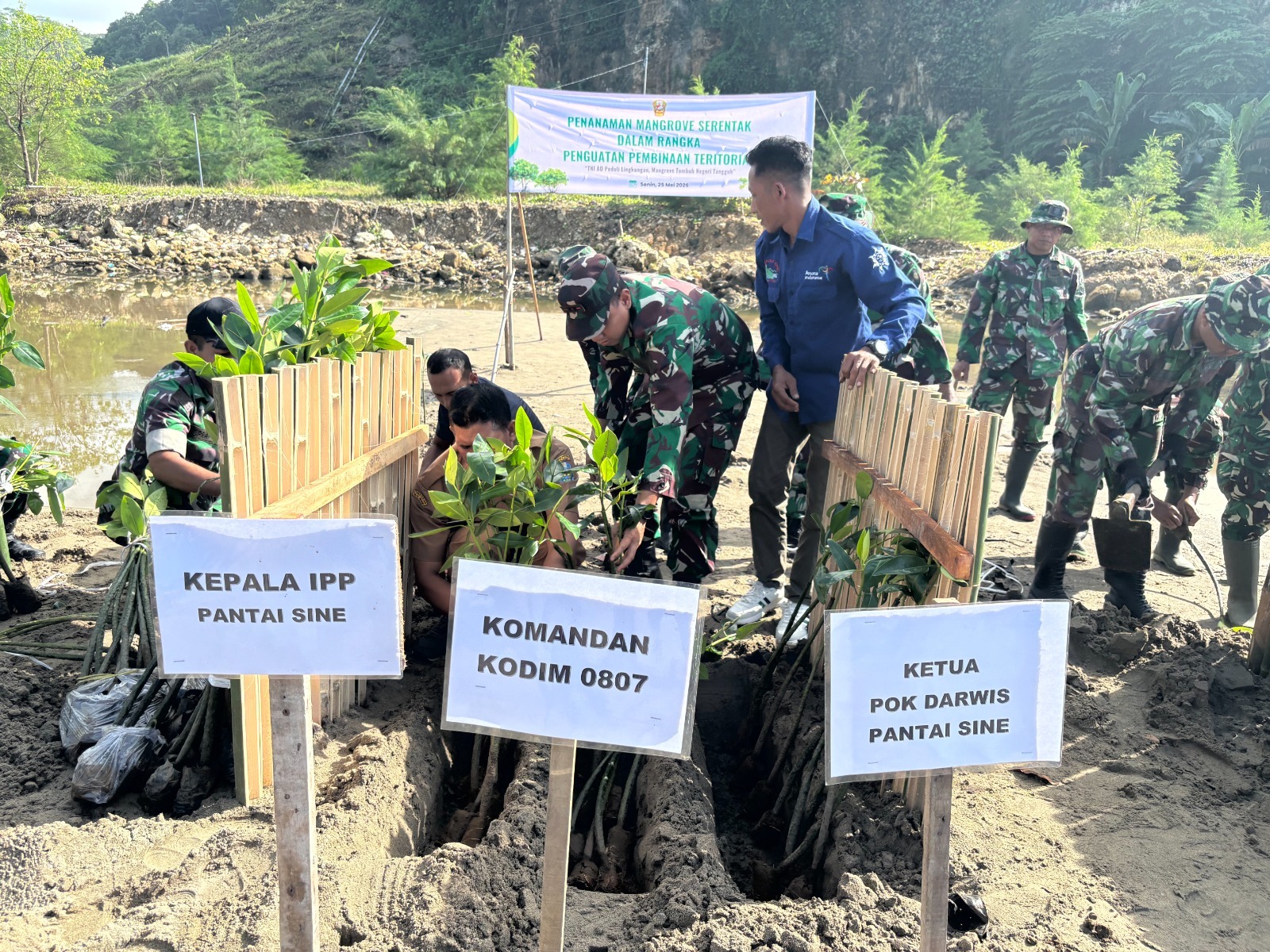 You are currently viewing TNI Peduli Lingkungan, Dandim Tulungagung Pimpin Penanaman Mangrove di Cemoro Sewu Sine
