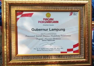 Read more about the article Gubernur Lampung Terima Penghargaan sebagai Pemerintah Daerah Provinsi Pendukung Pelaksanaan Program Asuransi Pertanian dari Menteri Pertanian