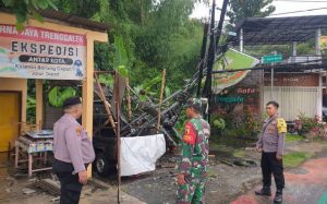 Read more about the article Pohon Tumbang Timpa Tiang Listrik dan Mobil, TNI-Polri dan Warga Trenggalek Sigap Evakuasi