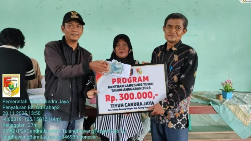 You are currently viewing BLT Dana Desa Tiyuh Candra Jaya Disalurkan untuk Lima Bulan, Total Rp1,5 Juta per KPM