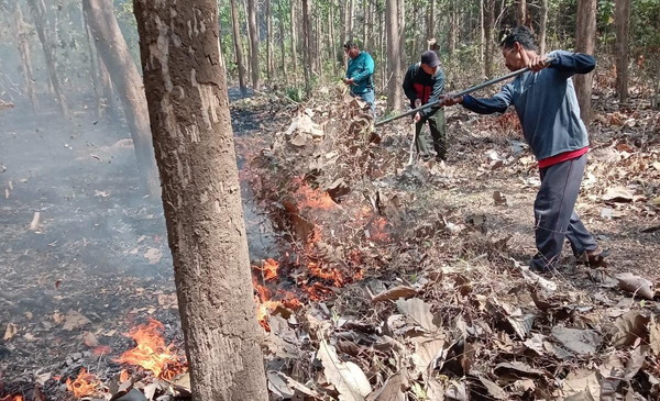 Read more about the article Danramil Boyolangu dan Anggota Bersama PMK dan Warga Padamkan Kebakaran Lahan di Perbatasan Wajak Kidul-Sanggrahan