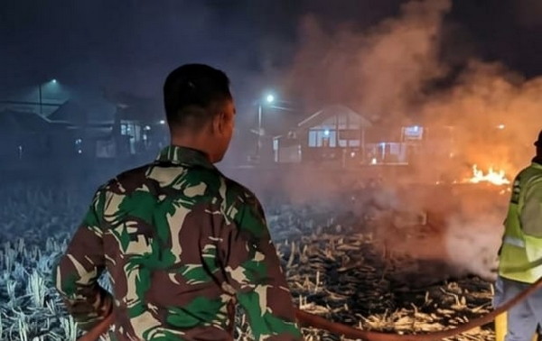 Read more about the article Babinsa dan Damkar Berjibaku Jinakkan Api di Lahan Tebu Bangunsari