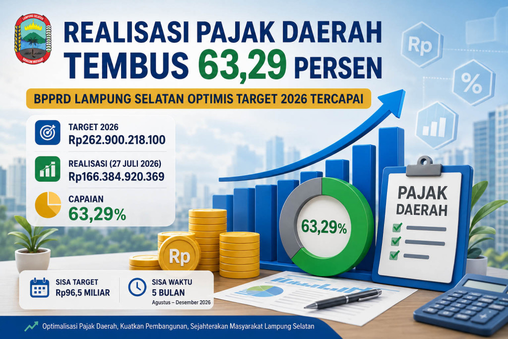 You are currently viewing Realisasi Pajak Daerah Lampung Selatan Tembus 63,29 Persen, BPPRD Optimistis Target 2026 Tercapai