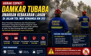 Read more about the article Damkar Tubaba Sigap Padamkan Kebakaran Lahan di Jalan Tol Way Kenanga KM 203