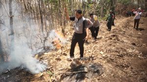 Read more about the article Ada Hutan Desa Binaan Terbakar, Babinsa Kodim Ponorogo Terjun Atasi