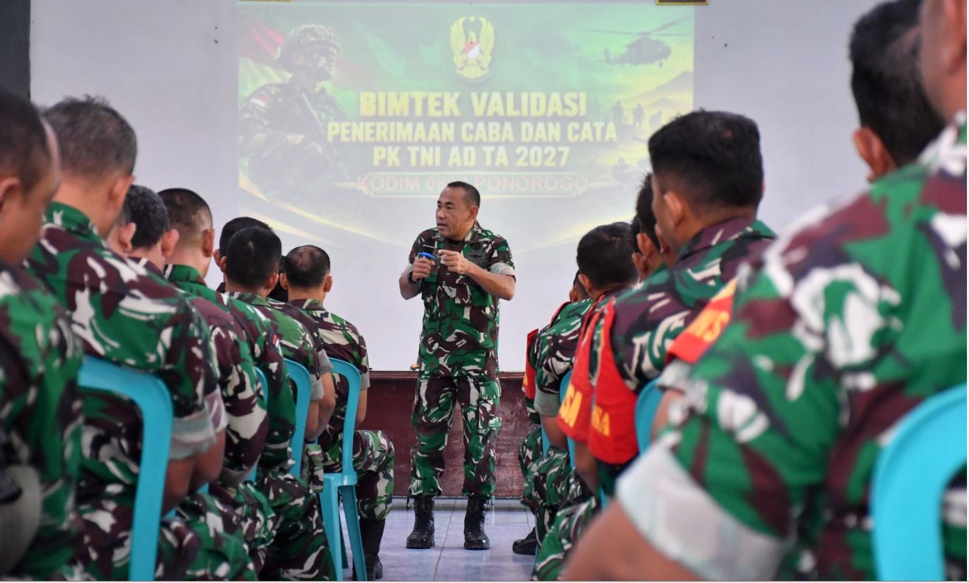 Read more about the article Seluruh Babinsa Kodim Ponorogo Ikuti Bimtek Validasi Penerimaan Caba PK dan Cata PK TNI AD Tahun 2027